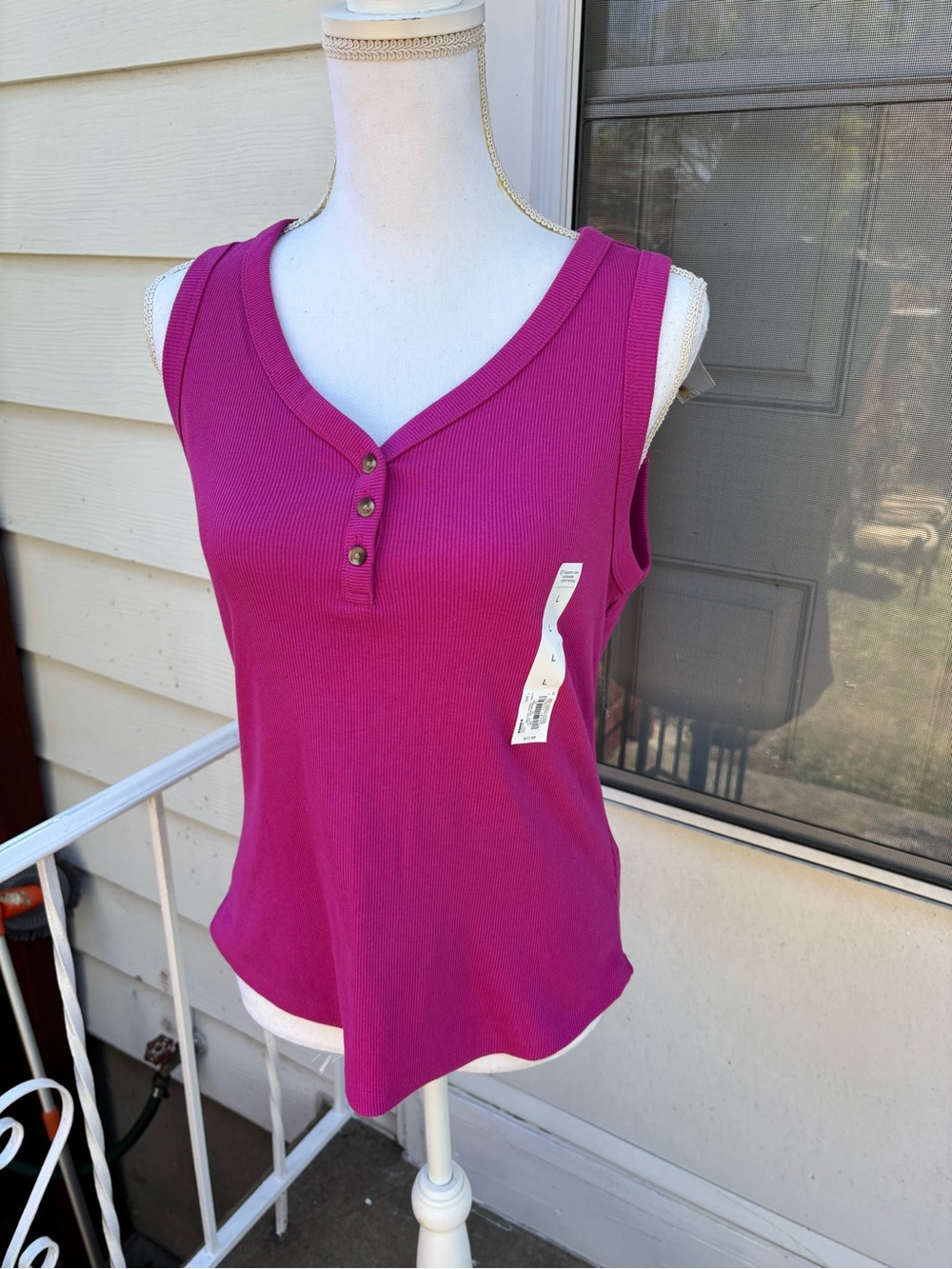 Women’s Sonoma Good For Life Ribbed Tank New With Tags - Bright Pink - Large